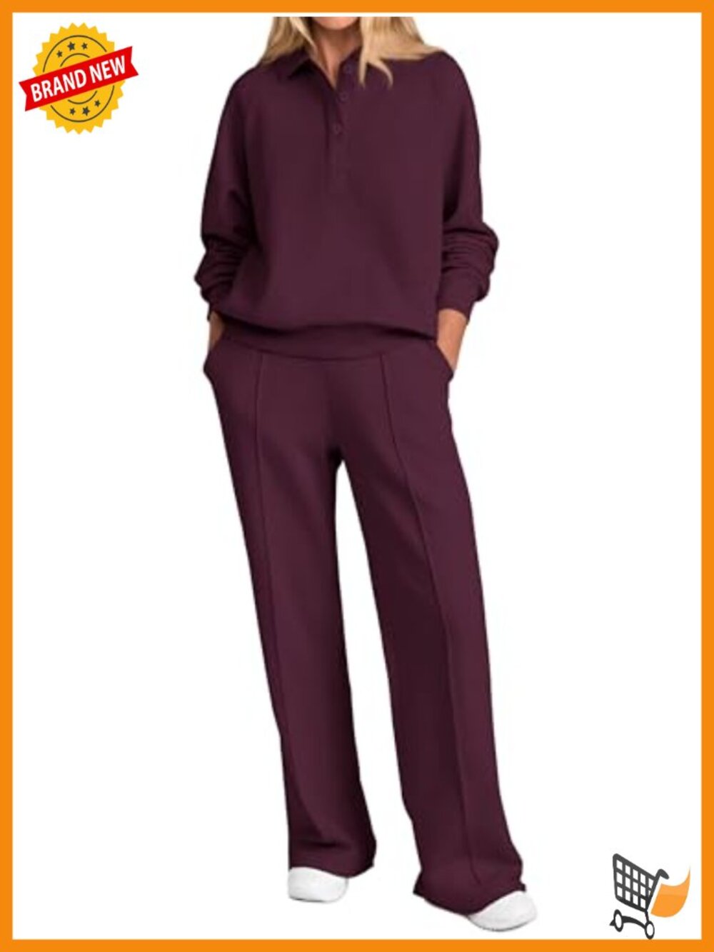 Women's 2 Piece Sweatsuit Lounge Set Long Sleeve Wide Leg